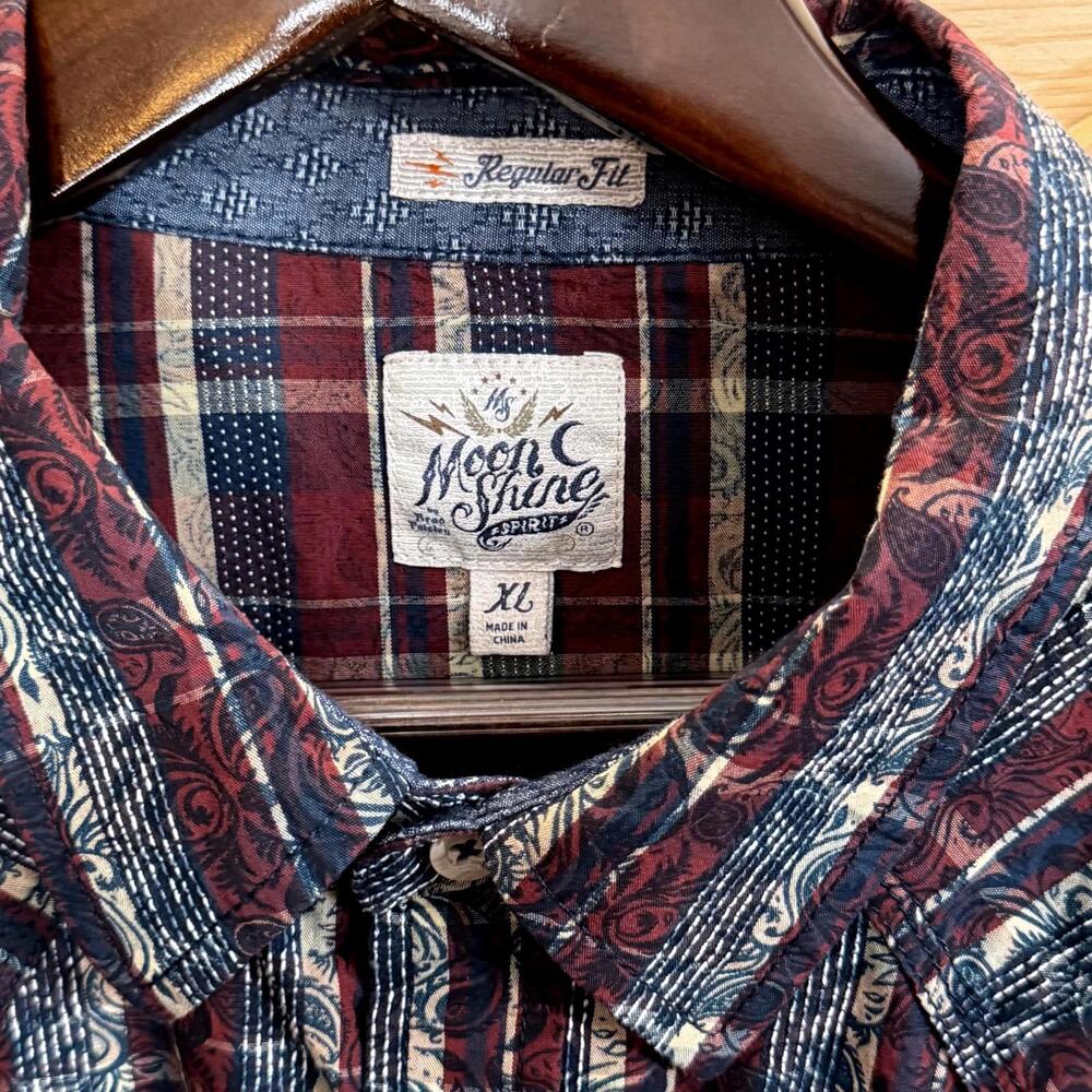 Moonshine Spirit Western Pearl Snap Shirt Mens XL Striped Paisley Cowboy Rodeo - Picture 3 of 13